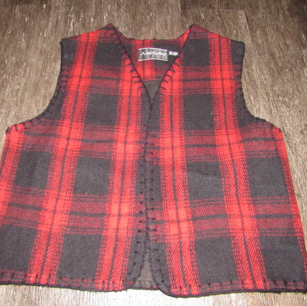 Substudio womens Buffalo plaid wool blend vest size M